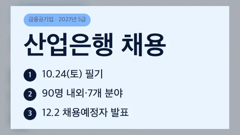 산업은행 채용 일정, 필기부터 채용예정자 발표까지
