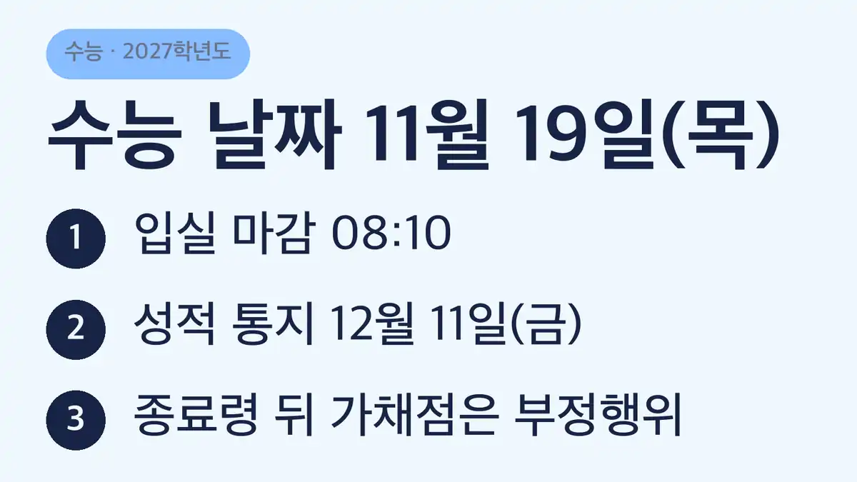 수능 날짜 2026 확정 일정과 아직 발표 전인 일정