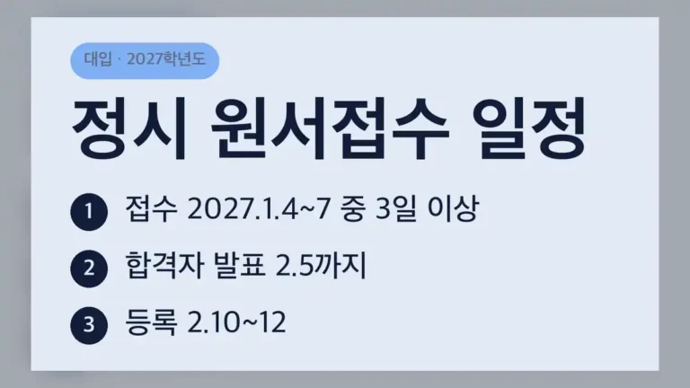 2027 정시 원서접수 일정, 한눈에 보기