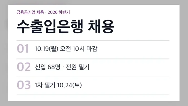 수출입은행 채용 2026 하반기 부문별 인원