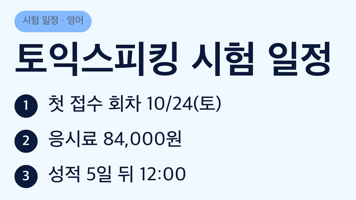 토익스피킹 시험 일정 2026년 10월 24일~12월 27일 회차