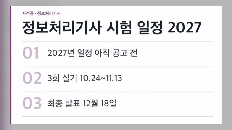 정보처리기사 시험 일정 2027, 2026년 10월 26일 현재 공고 확인 전
