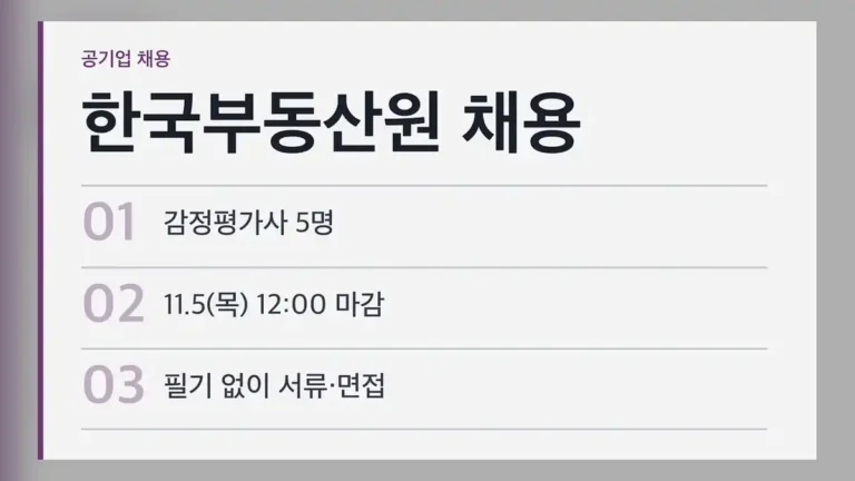 한국부동산원 채용 감정평가사 공고 핵심