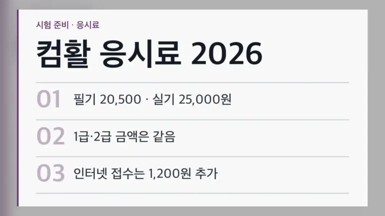 컴활 응시료 2026, 접수 한 번에 결제되는 금액은 이렇습니다