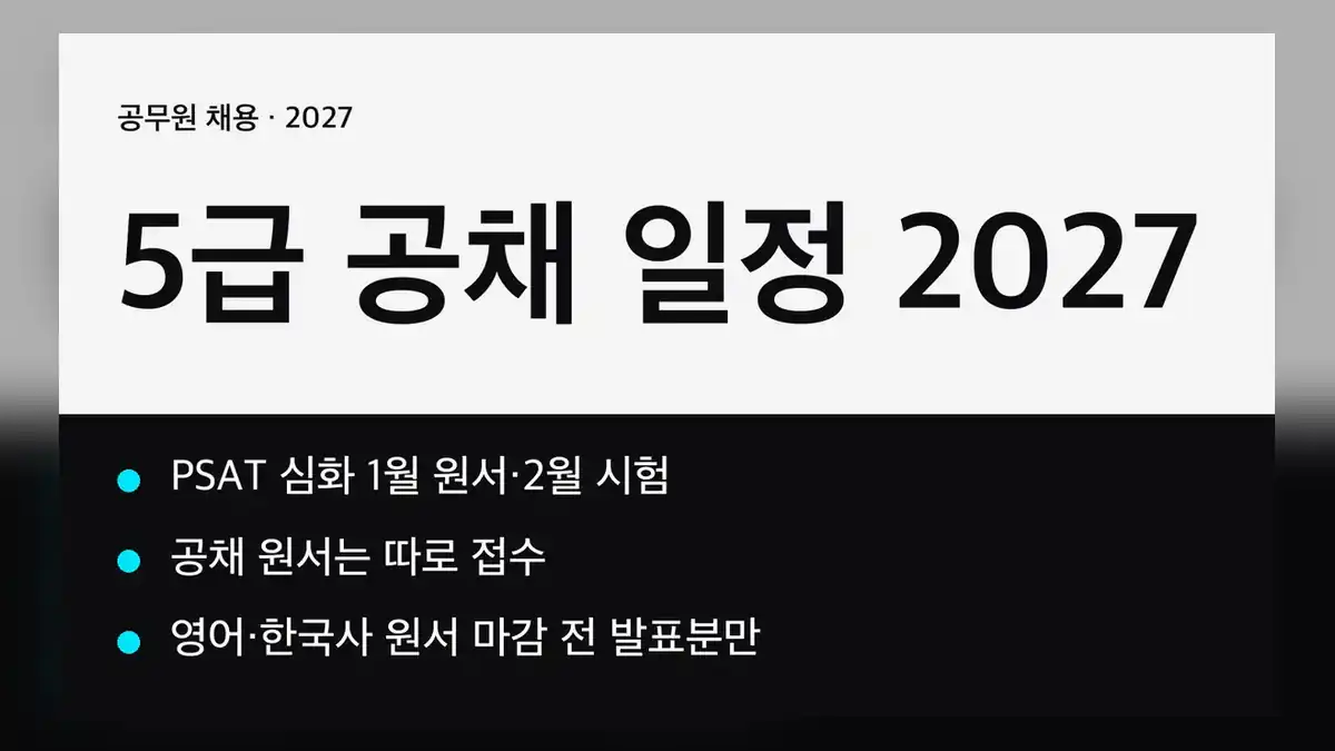 5급 공채 일정 2027, 지금까지 발표된 것