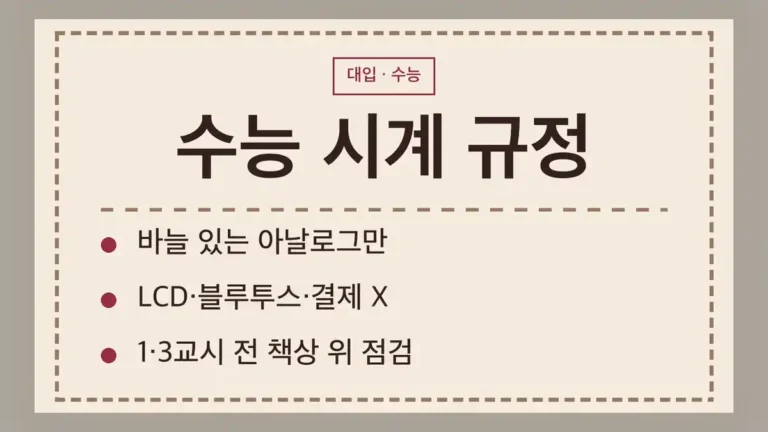 수능 시계 반입 기준 2027, 허용 조건 세 가지