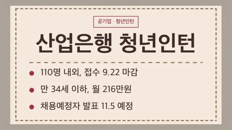 산업은행 청년인턴 지원자격, 2026 3차 공고 한눈에 보기