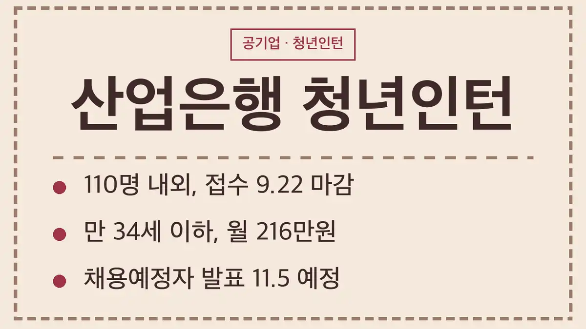 산업은행 청년인턴 지원자격, 2026 3차 공고 한눈에 보기