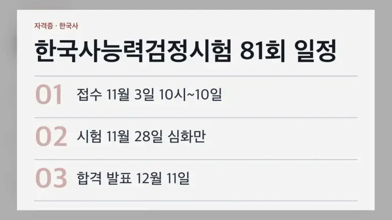 한국사능력검정시험 일정 2026년 제81회 날짜