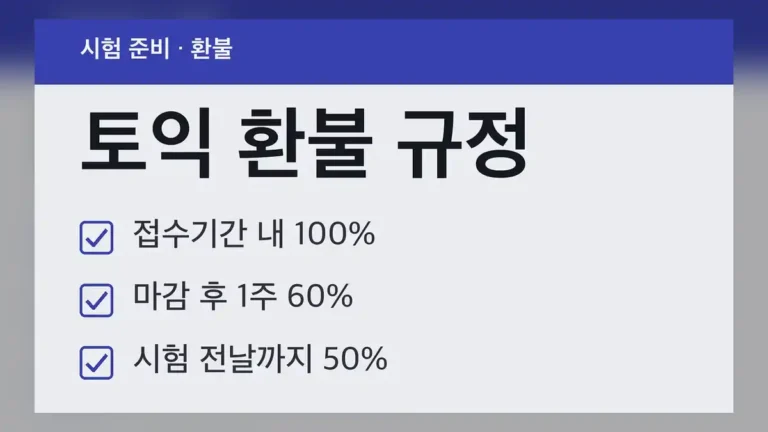 토익 환불 규정, 시점별 환불 비율