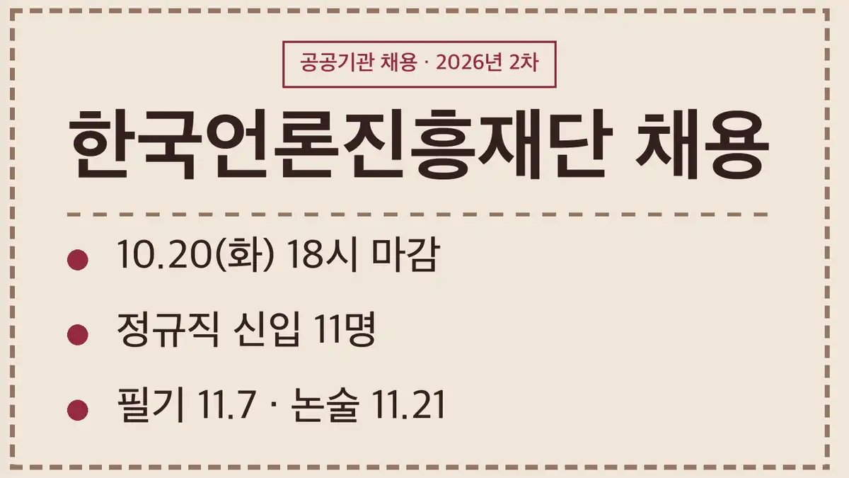 한국언론진흥재단 채용 2026년 2차 모집 분야와 인원