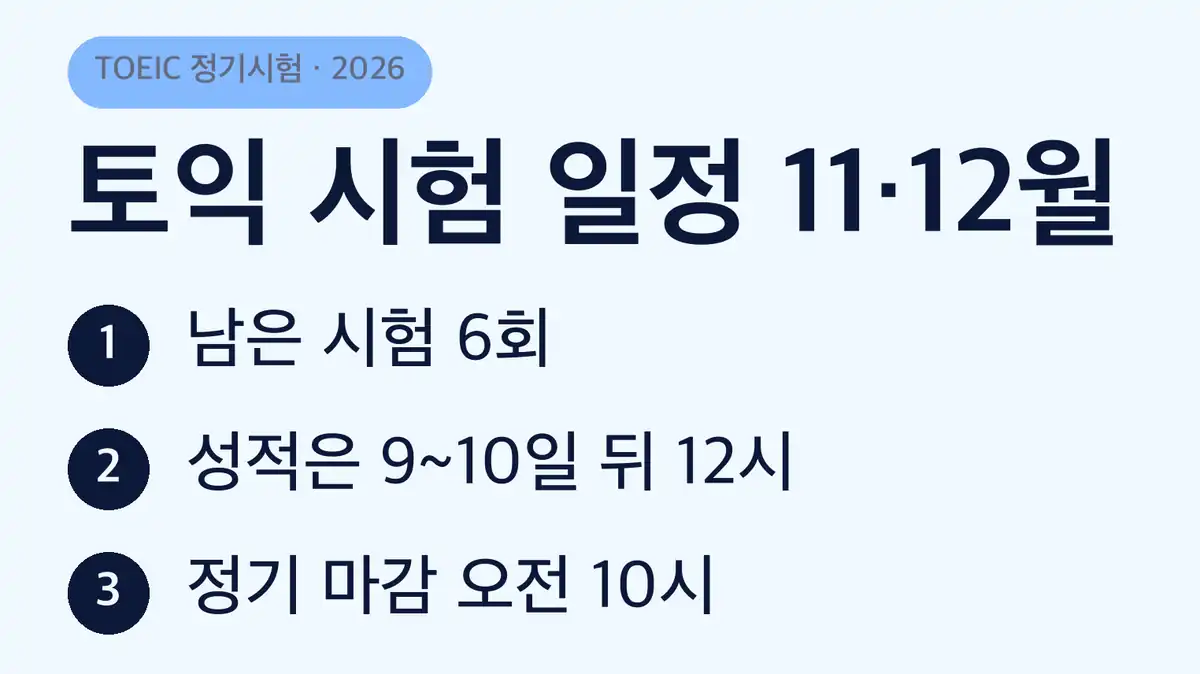 2026년 남은 토익 시험 일정 6회