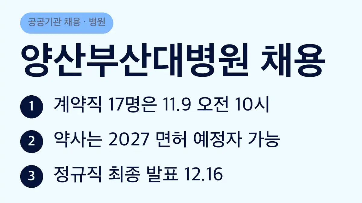 양산부산대병원 채용 일정, 10월에 올라온 공고 4건입니다