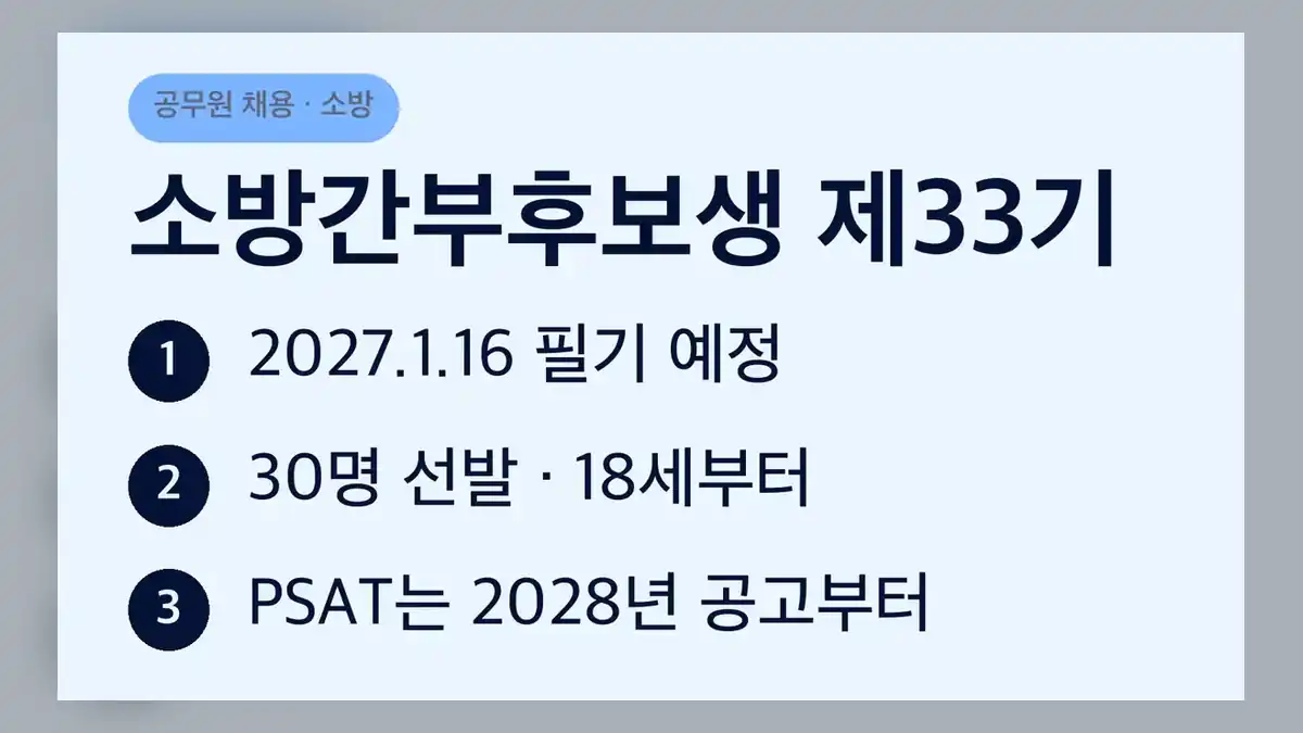 소방간부후보생 PSAT 적용 전, 제33기 시험 일정
